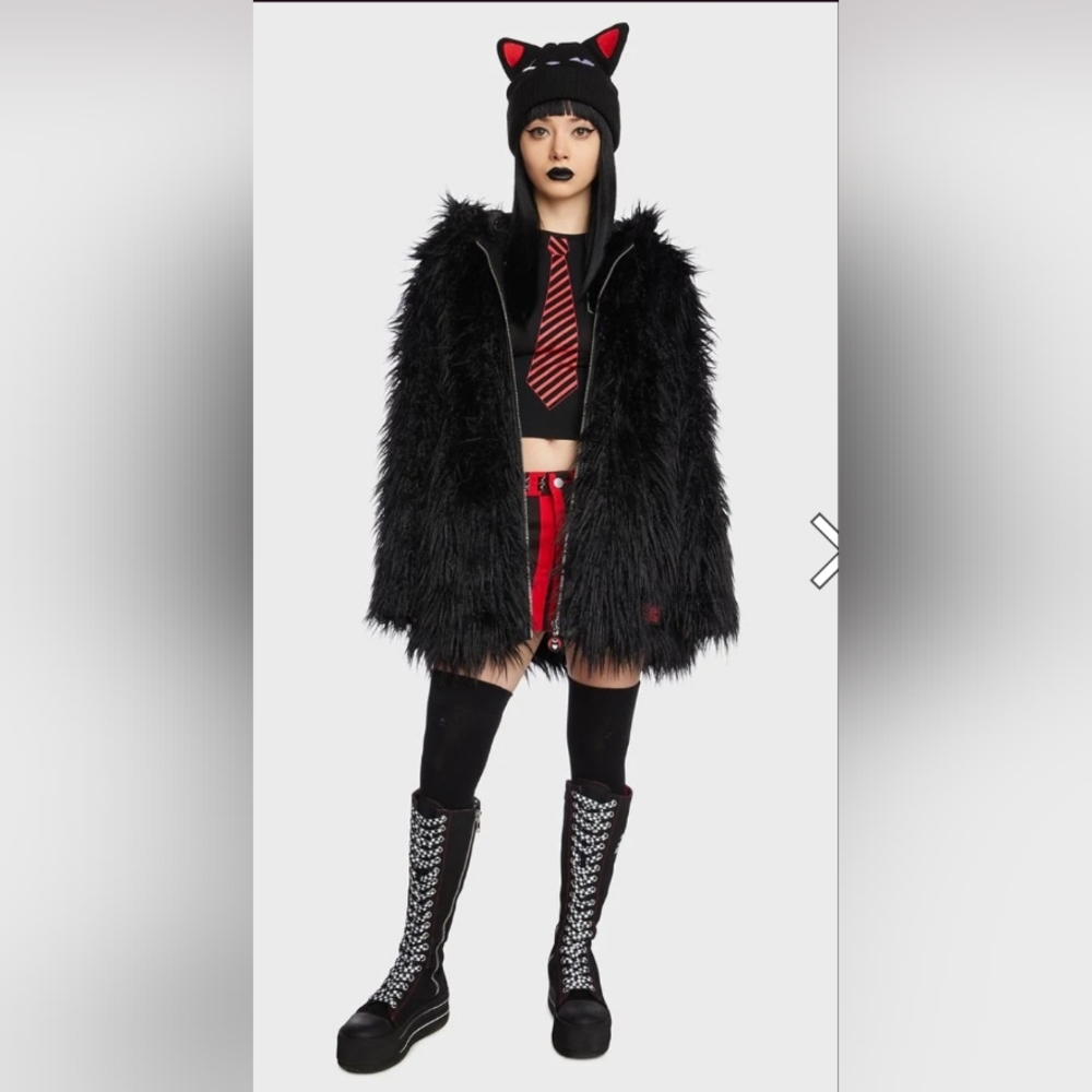 Emily the Strange Don't Bother Meow Faux Fur Jacket